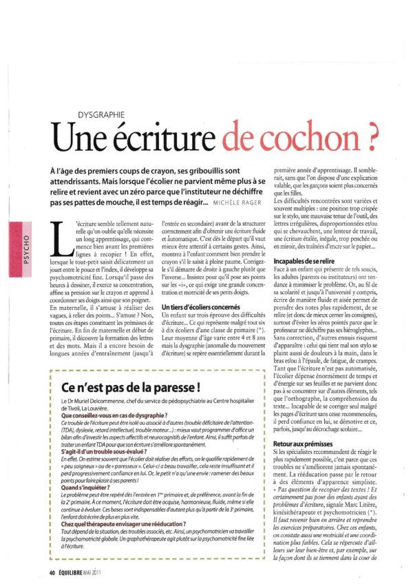 difficultés d'écriture