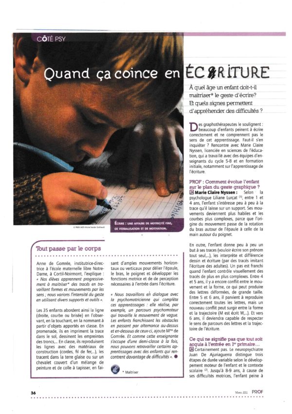 difficultés d'écriture